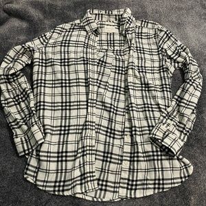 American Eagle Black and White Plaid Amazingly Soft Boyfriend Fir Flannel Size:L